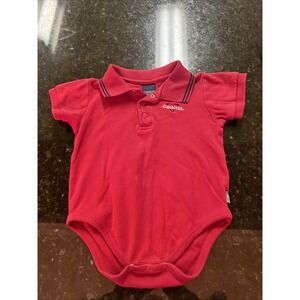 Vintage Oshkosh Red Collared Polo Style One Piece Button‎ Crotch Baby 24m